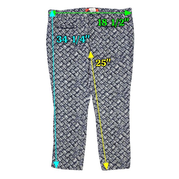 Cartonnier Anthropologie Charlie Ankle Pant Blue Periwinkle Abstract Geo Print - Picture 2 of 12